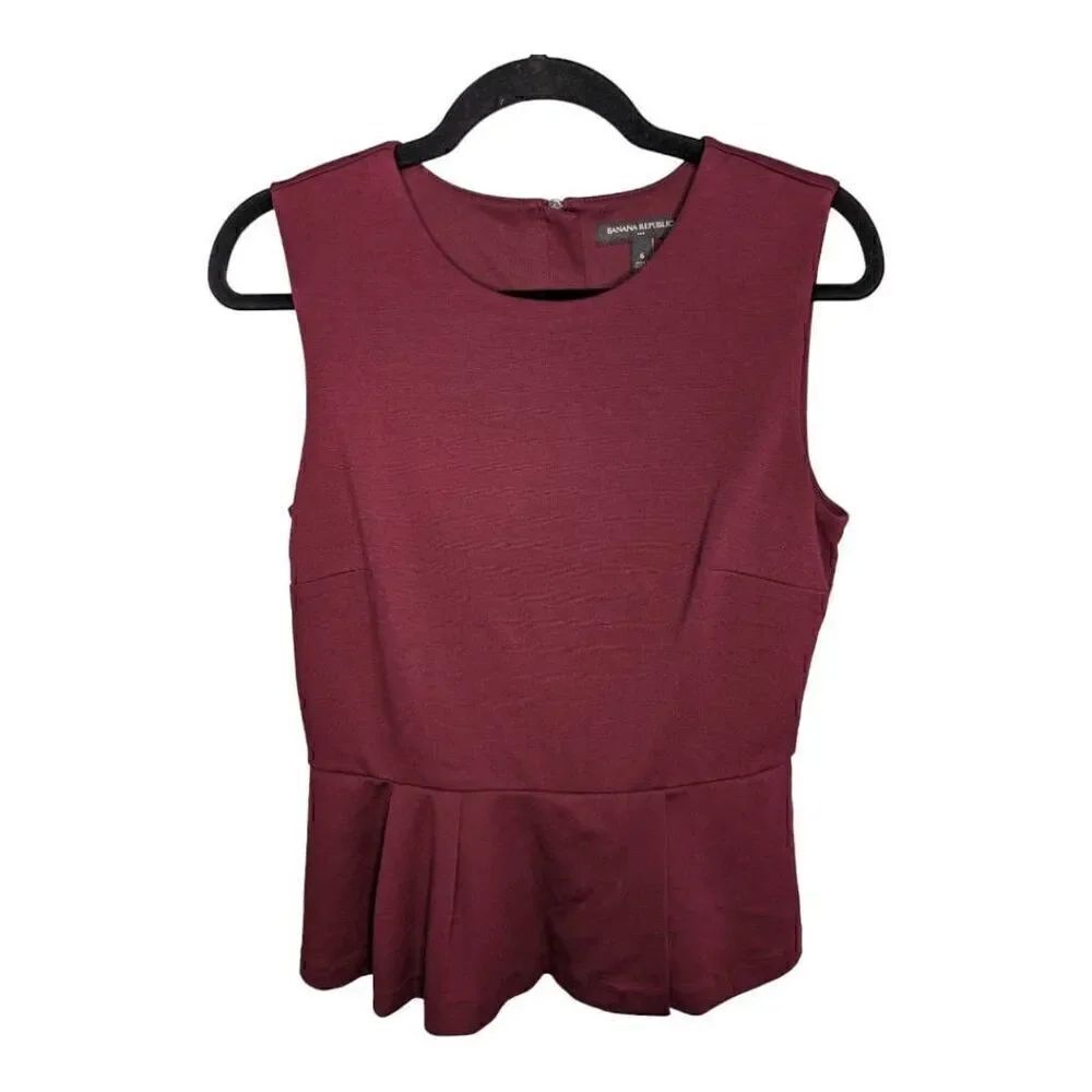BANANA Republic Dark Burgundy Sleeveless Top with Back Zipper Women's Size 6